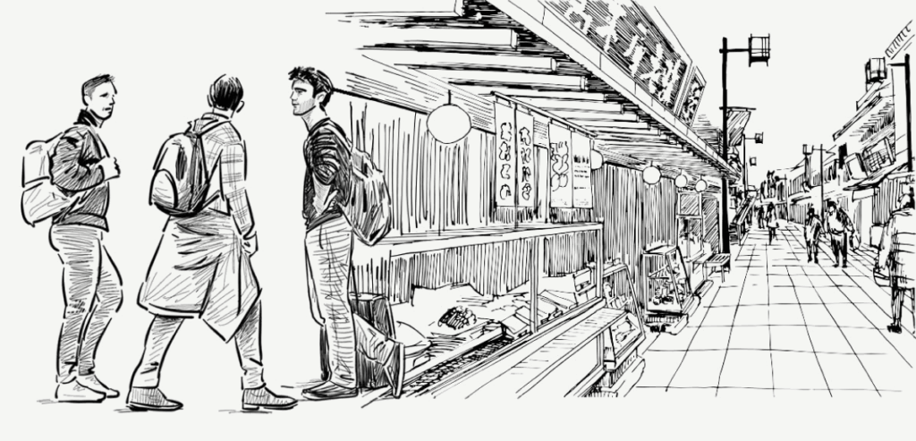 Sketch of Furato Restaurant's storefront